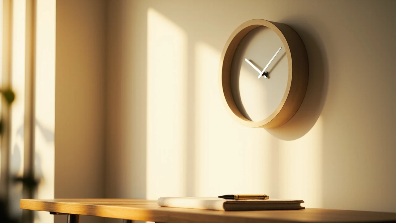 Zegar ścienny wskazujący godzinę 12:21 – symbolika czasu w numerologii