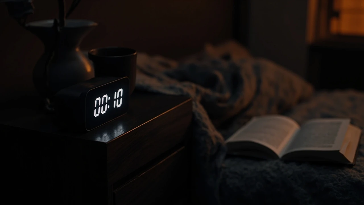 Cyfrowy zegar z godziną 0:00 w ciemnym wnętrzu, ilustracja do artykułu o znaczeniu godziny 0:00 w numerologii.